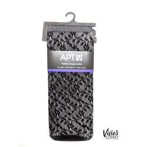 NWT APT. 9 Trouser Socks Black Size 9-11 (2 PAIRS)